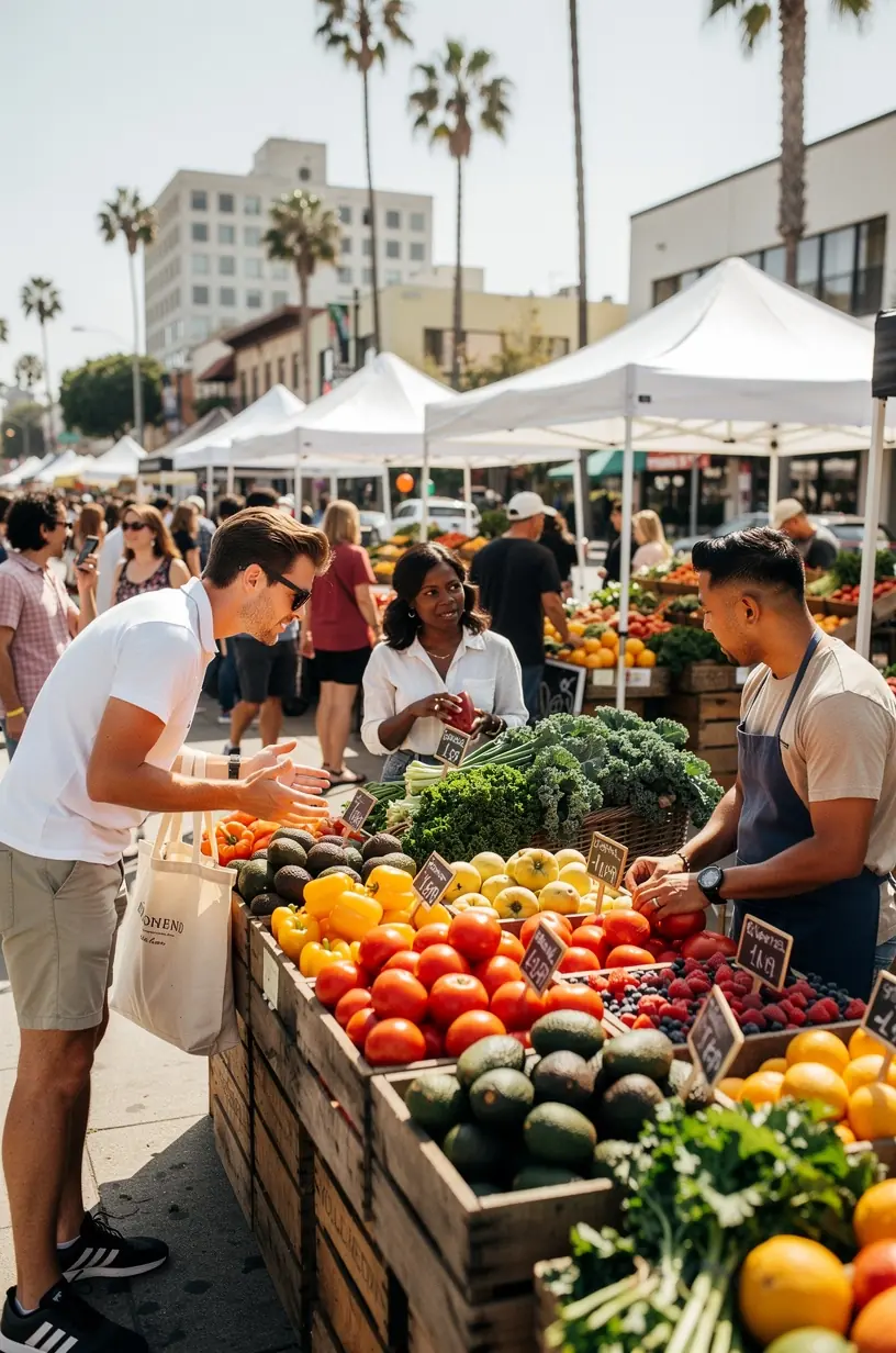 Urban garden with sustainable living practices illustrated.